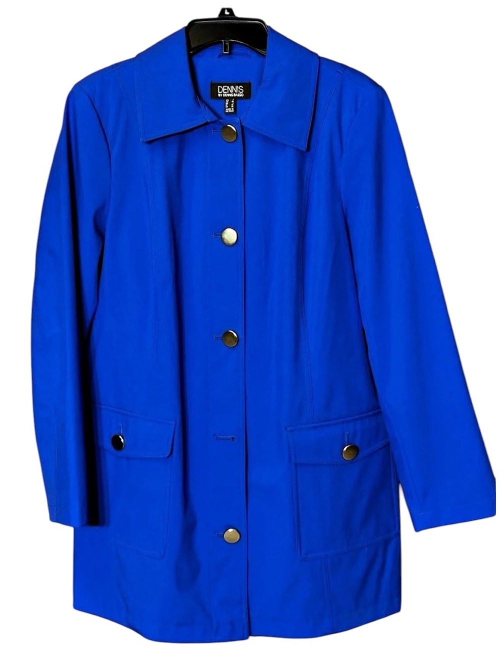 Dennis Basso Women's Blue Geometric Coat Size XL